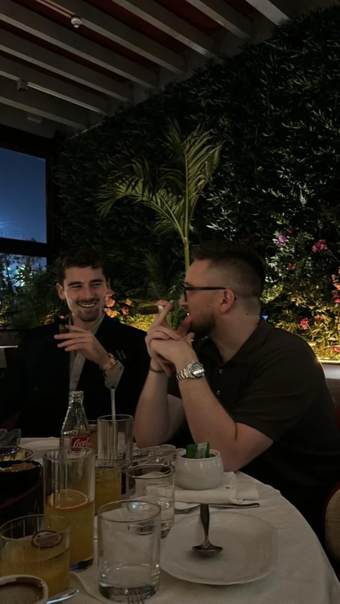 John Danes with Iman Gadzhi at dinner